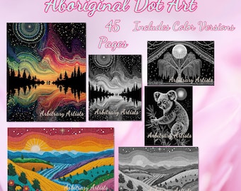 Aboriginal Dot Art 45 kleurplaten voor volwassenen met kleurversies inbegrepen