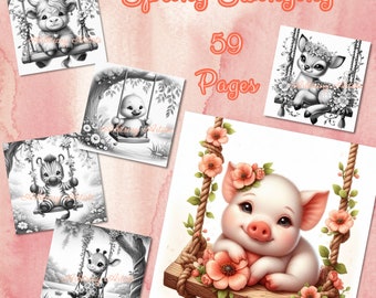 Spring Swinging 59 grayscale coloring pages