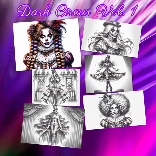 Dark Circus Vol. 1 - 40 grayscale coloring pages