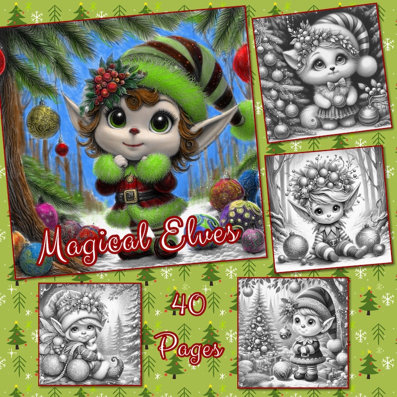 Magical Elves 40 Grayscale Adult Coloring Pages - Etsy