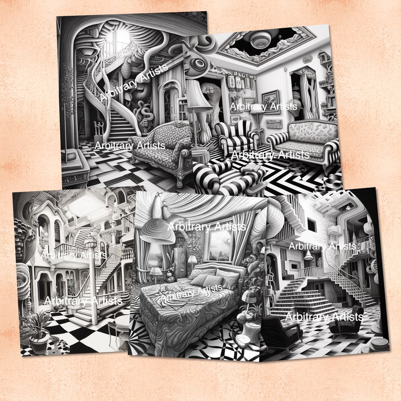 Weirdcore Interiors 25 Adult Coloring Pages - Etsy