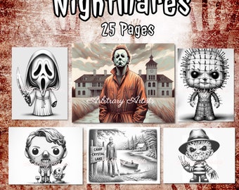 Nightmare Coloring Pages (25) | Horror Movie Inspired (Digital Download)