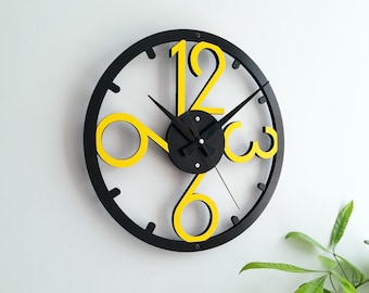 Modern Number Clock,Modern Unique Design Wall Clock,Wall Decor for Living Room,Bedroom,Kitchen ,Home,Office,Gift for Her,Friend,Silent Clock