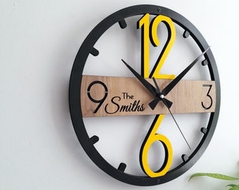 Modern Personalized Wall Clock,Unique Design Clock,Wall Decor for Living Room,Bedroom,Kitchen ,Home,Office,Gift for Her,Friends,Silent Clock