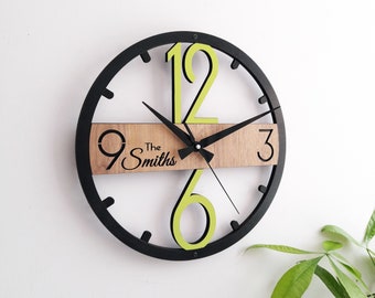 Modern Custom Wall Clock,Personalized Wood Clocks,Wall Decor for Living Room,Bedroom,Kitchen ,Home,Office,Gift for Her,Friends,Silent Clock