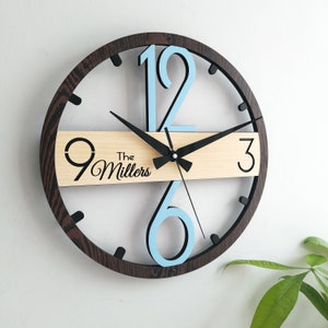 Horloge murale personnalisée,Design moderne et unique,Décoration murale pour salon,Chambre à coucher,Cuisine,Maison,Bureau,Cadeau pour elle,Ami,Horloge silencieuse Dark Brown