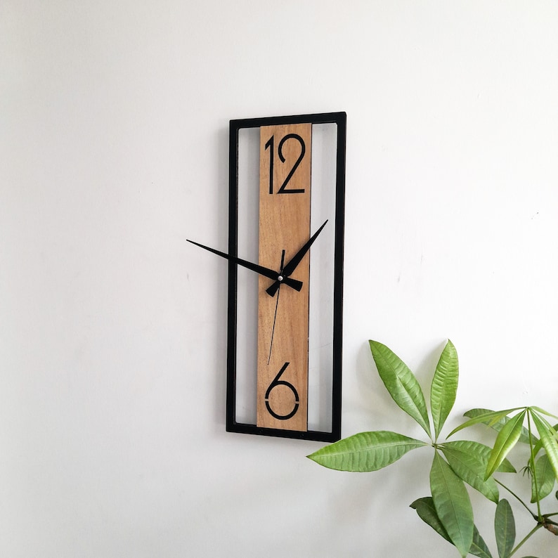 Wanduhr in minimalistischer Rechteckform, Wanddekoration für Wohnzimmer, Schlafzimmer, Küche, Haus, Büro, Geschenk für Sie, Freunde, Stille Uhr Bild 8