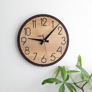 Natural Looking Wall Clock,Modern Round Wall Clocks, Silent Non-Ticking Wall Clock, Decor Wall Clocks for Living Room Bedroom Kitchen Home