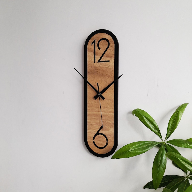 Longue horloge murale ovale de style minimaliste, décoration murale pour salon, chambre, cuisine, maison, bureau, cadeau pour elle, amis, horloge silencieuse image 9