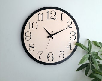 Cream Color Wall Clock,Customized Modern Wall Clock,Wall Decor for Living Room,Bedroom,Kitchen ,Home,Office,Gift for Her,Friend,Silent Clock