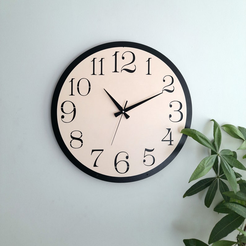 Cream Color Wall Clock,Customized Modern Wall Clock,Wall Decor for Living Room,Bedroom,Kitchen ,Home,Office,Gift for Her,Friend,Silent Clock zdjęcie 1