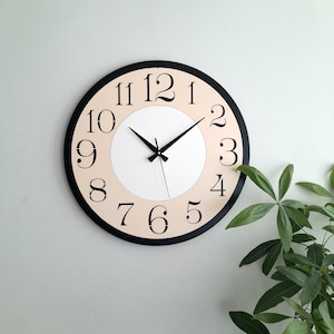 Cream Color Wall Clock,Customized Modern Wall Clock,Wall Decor for Living Room,Bedroom,Kitchen ,Home,Office,Gift for Her,Friend,Silent Clock Cream-White