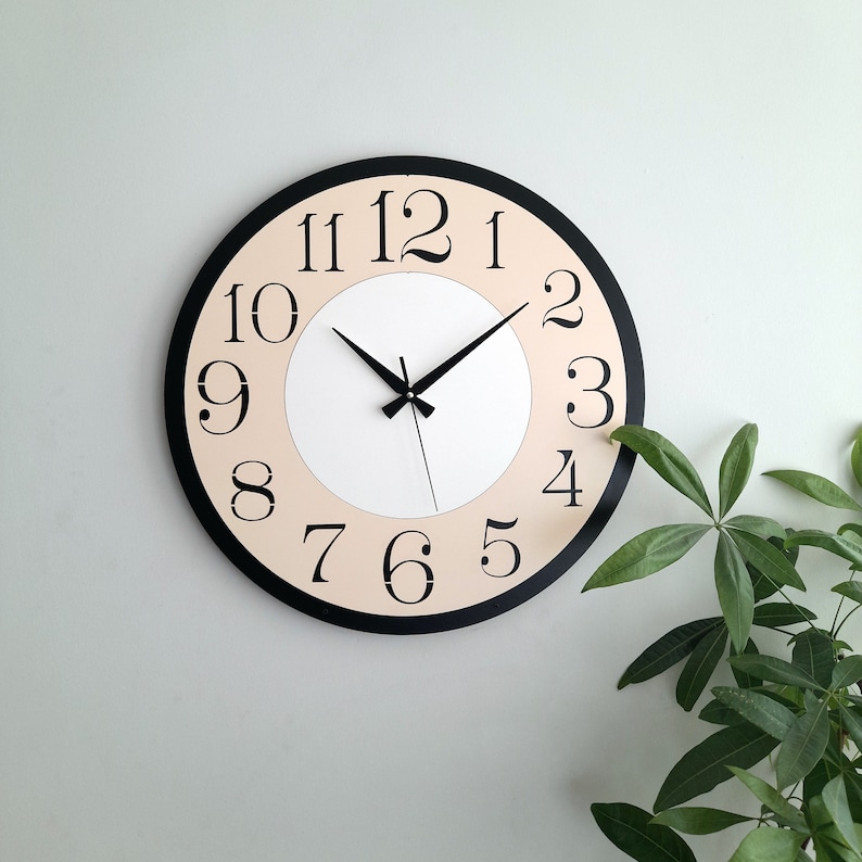 Cream Color Wall Clock,Customized Modern Wall Clock,Wall Decor for Living Room,Bedroom,Kitchen ,Home,Office,Gift for Her,Friend,Silent Clock Cream-White