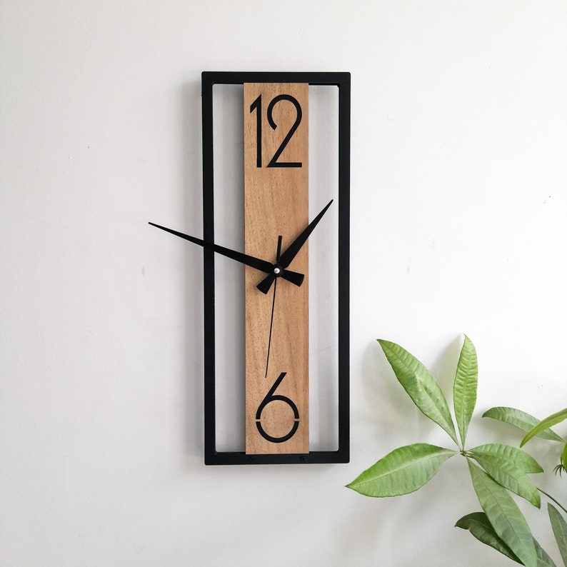 Wanduhr in minimalistischer Rechteckform, Wanddekoration für Wohnzimmer, Schlafzimmer, Küche, Haus, Büro, Geschenk für Sie, Freunde, Stille Uhr Bild 1