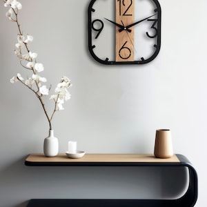 Orologio da parete moderno quadrato, orologio unico in legno, decorazione della parete di casa per soggiorno, camera da letto, cucina, casa, ufficio, regalo per lei, amici, orologio silenzioso immagine 4