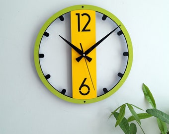 Horloge murale 33 cm, facile à lire, silencieux, anti-clic, coloré, fonctionnant sur piles, pour chambre à coucher, salon, cuisine, bureau, salle de classe