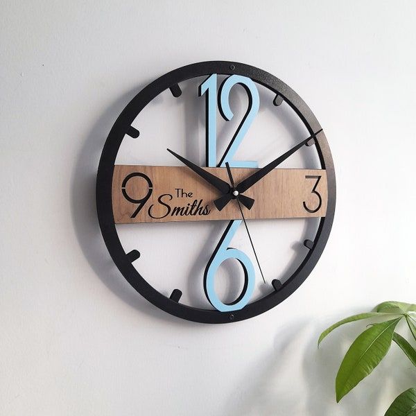 Modern Unique Wall Clock,Personalized Wood Clocks,Wall Decor for Living Room,Bedroom,Kitchen ,Home,Office,Gift for Her,Friends,Silent Clock