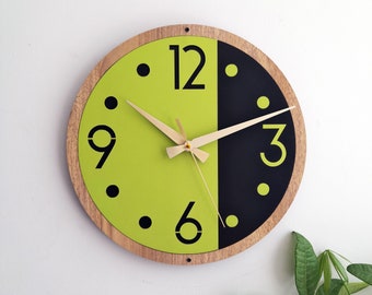 Modern Wall Clock,Multicolor Decorative Wooden Clock for Living Room,Entry,Kitchen,Bedroom,Office,Nursery,Gift for Friends,Silent NonTicking