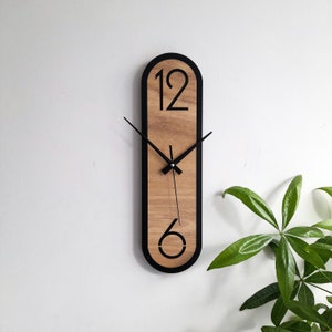 Longue horloge murale ovale de style minimaliste, décoration murale pour salon, chambre, cuisine, maison, bureau, cadeau pour elle, amis, horloge silencieuse image 1