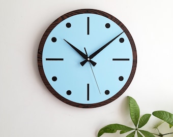 13 '' Minimalist Blue Wanduhr, Kreatives einfaches Design Uhr, Dekor für Wohnzimmer, Eingang, Küche, Büro, Geschenk für Freund, Silent NonTicking