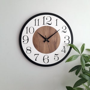 Big Modern Clock for Wall,Decorative Unique Design,Wall Decor for Living Room,Bedroom,Kitchen ,Home,Office,Gift for Her,Friends,Silent Clock White-Light Brown