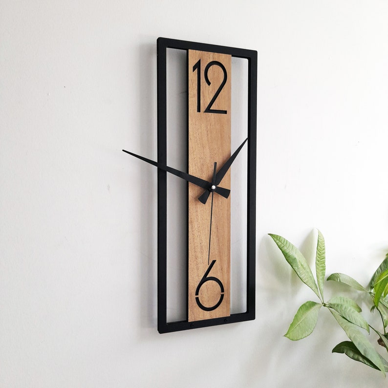 Wanduhr in minimalistischer Rechteckform, Wanddekoration für Wohnzimmer, Schlafzimmer, Küche, Haus, Büro, Geschenk für Sie, Freunde, Stille Uhr Bild 4