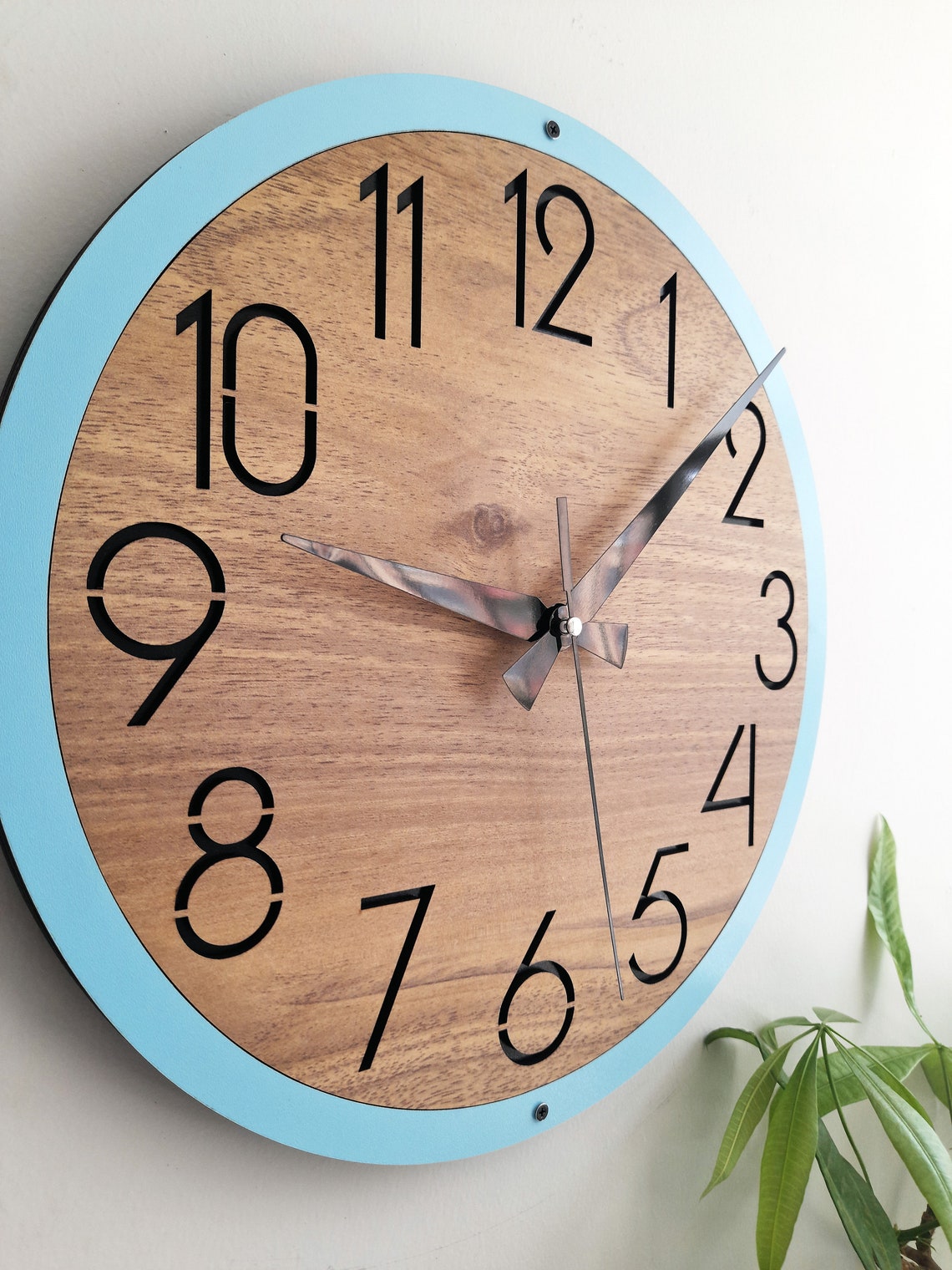 Natural Looking Wall Clockmodern Round Wall Clocks Silent Etsy