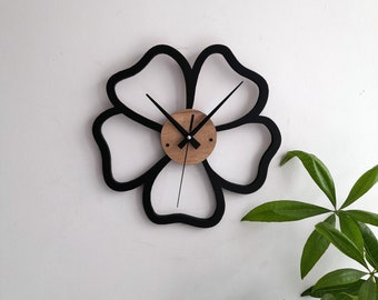 Horloge murale fleurie sans numéro, décoration murale unique et minimaliste pour salon, chambre, cuisine, maison, bureau, cadeau pour elle, amis, horloge silencieuse