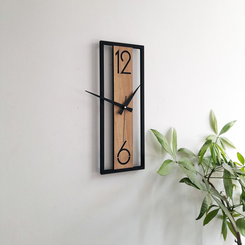Wall Clock in Minimalist Rectangle Shape,Wall Decor for Living Room,Bedroom,Kitchen ,Home,Office,Gift for Her,Friends,Silent Clock image 2