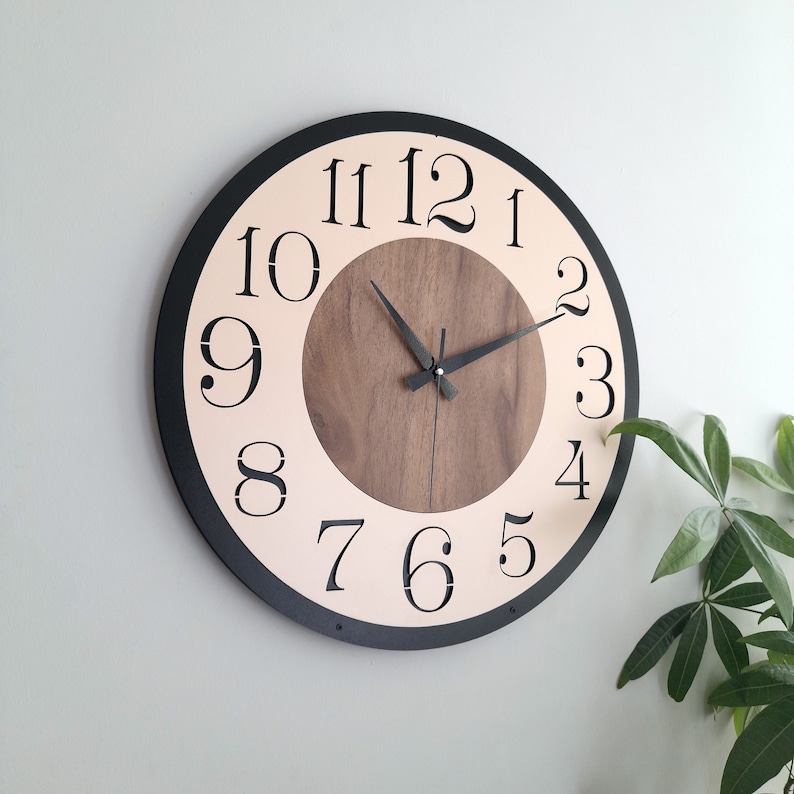 Cream Color Wall Clock,Customized Modern Wall Clock,Wall Decor for Living Room,Bedroom,Kitchen ,Home,Office,Gift for Her,Friend,Silent Clock zdjęcie 8