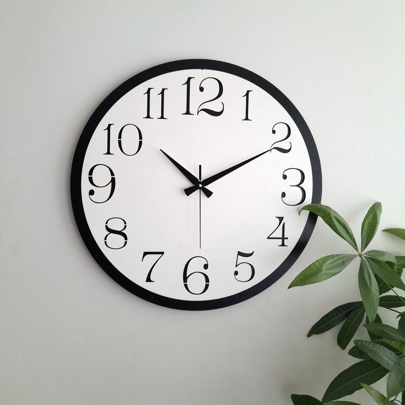 Big Modern Clock for Wall,Decorative Unique Design,Wall Decor for Living Room,Bedroom,Kitchen ,Home,Office,Gift for Her,Friends,Silent Clock Full White