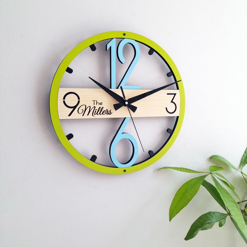 Horloge murale personnalisée,Design moderne et unique,Décoration murale pour salon,Chambre à coucher,Cuisine,Maison,Bureau,Cadeau pour elle,Ami,Horloge silencieuse Green