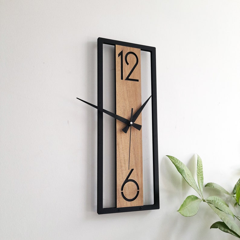 Horloge murale rectangulaire minimaliste, décoration murale pour salon, chambre à coucher, cuisine, maison, bureau, cadeau pour elle, amis, horloge silencieuse image 7