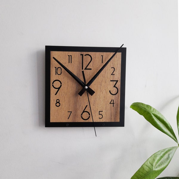 Jolie horloge murale, forme carrée, anti-clic silencieux moderne, horloge murale décorative pour salon chambre cuisine bureau, cadeau pour amis