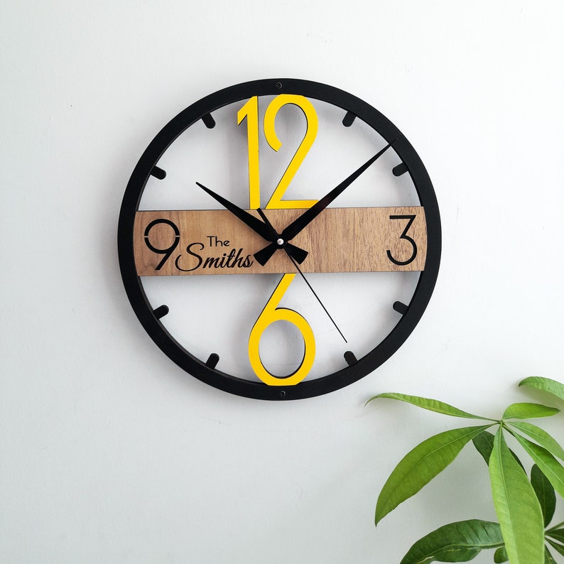 Horloge murale unique moderne, horloges en bois personnalisées, décoration murale pour salon, chambre à coucher, cuisine, maison, bureau, cadeau pour elle, amis, horloge silencieuse image 6