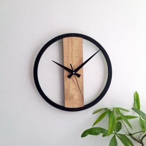 Horloges d'art minimalistes, horloges murales en bois simples, décoration murale pour salon, chambre à coucher, cuisine, maison, bureau, cadeau pour elle, amis, horloge silencieuse image 1