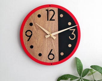 Modern Multicolor Wall Clock,Decorative Wooden Clock for Living Room,Entry,Kitchen,Bedroom,Office,Gift for Friends,Silent NonTicking