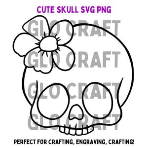 Flower Skull Head Halloween SVG PNG Crafting Engraving Cutting Cricut Files Cute Small