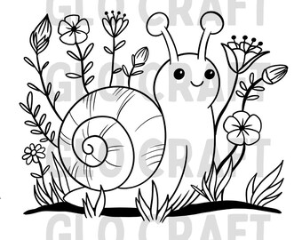 Snail with Flowers SVG PNG Cute Funny Silly Digital Files for Cutting Crafting and Engraving Snail Bug Design Crafts