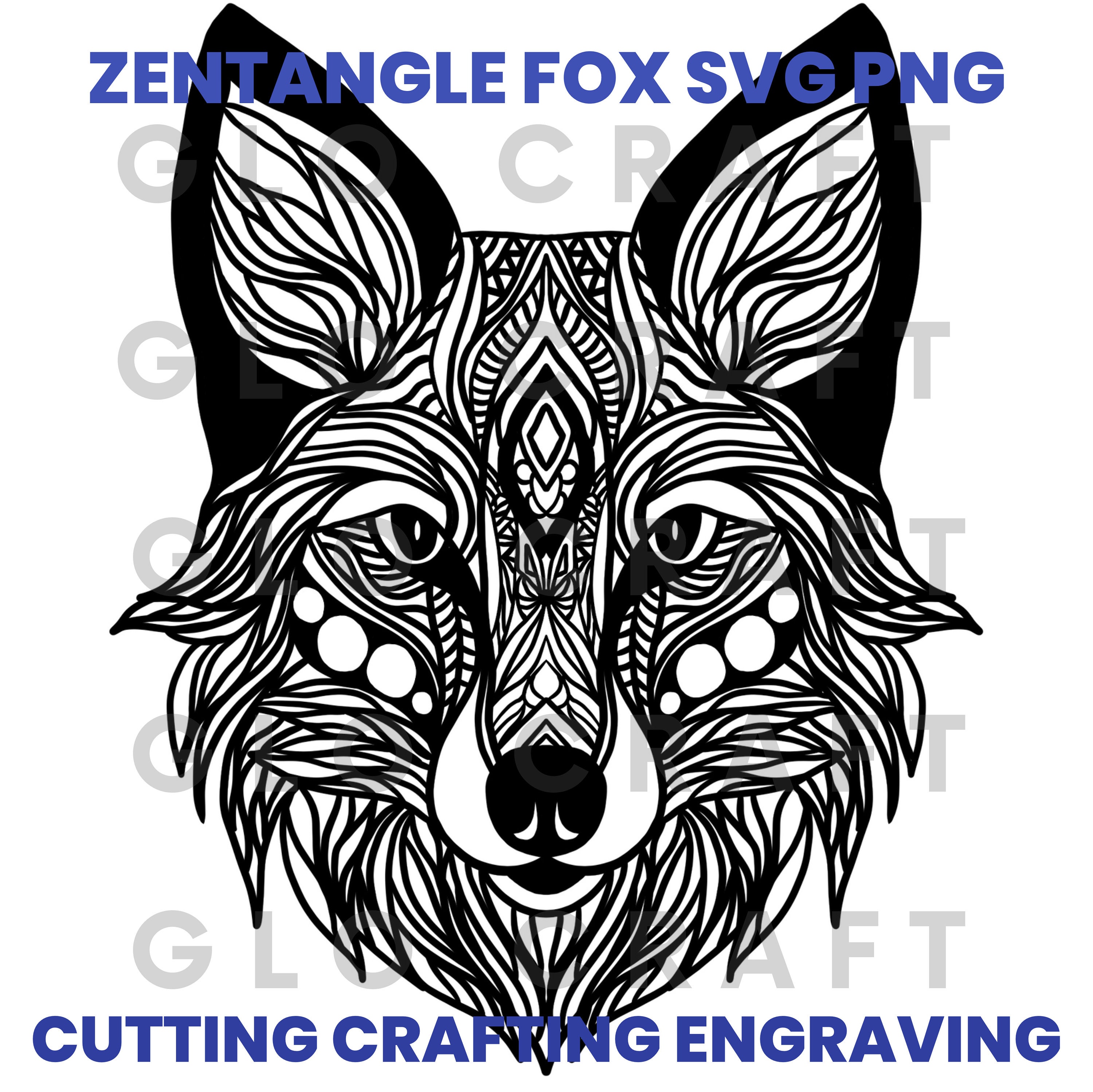 Zentangle Fox SVG PNG Cricut Cutting Engraving Crafting
