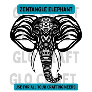 Zentangle Elephant Head Mandala: SVG PNG Digital Files