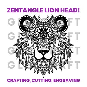 Testa di leone zentangle SVG PNG Design Outline Crafting Taglio Incisione Design Disegno Cricut