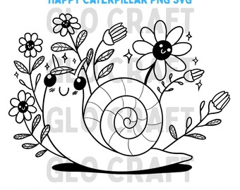 Happy Snail SVG PNG Cute Critter Slug for Crafting Cutting Engraving Printing Nature Scene for Crafts