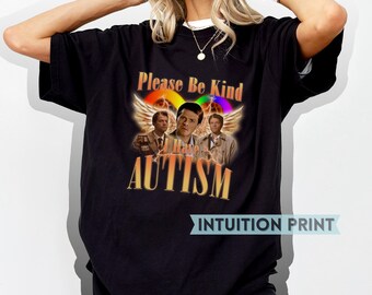 Castiel Please Be Kind Autism T-Shirt Design Supernatural Fan Gift Misha Collins
