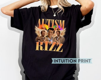 Autism Rizz Castiel Vintage T-Shirt Design Supernatural Fan Gift Destiel Misha Collins