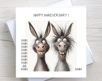 BW0054 - Funny Donkey Anniversary Card: Adult Humor Greetings Card