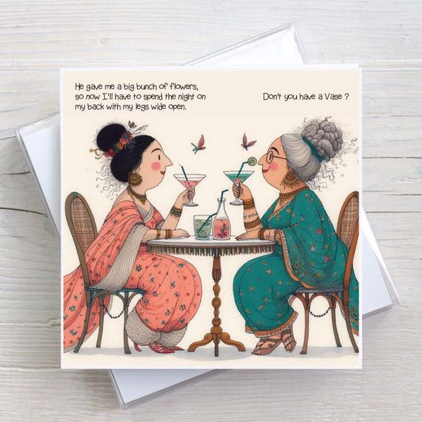 Carte d'anniversaire drôle pour femmes BW0001 : humour grossier, vase de fleurs