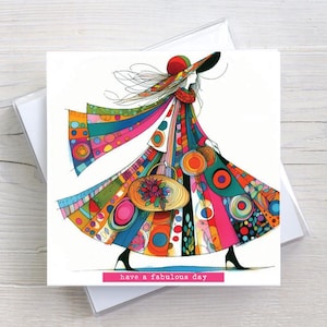 BW0006 - Fashion Card Birthday Card All Occasions - Rainbow Coat - Fabulous Day