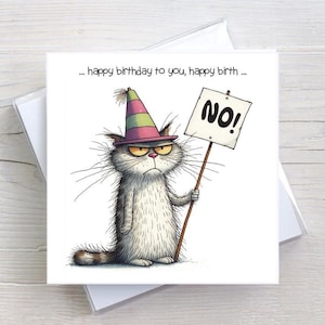 Verjaardagskaart - Grumpy Cat NO - Wenskaart Verjaardagskaart Cat Lovers Card - BW0132