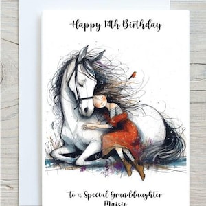 Carte d'anniversaire personnalisée pour filles - Cowgirls amateurs de chevaux - Carte de voeux pour fille, petite-fille, nièce, soeur - BWP0013